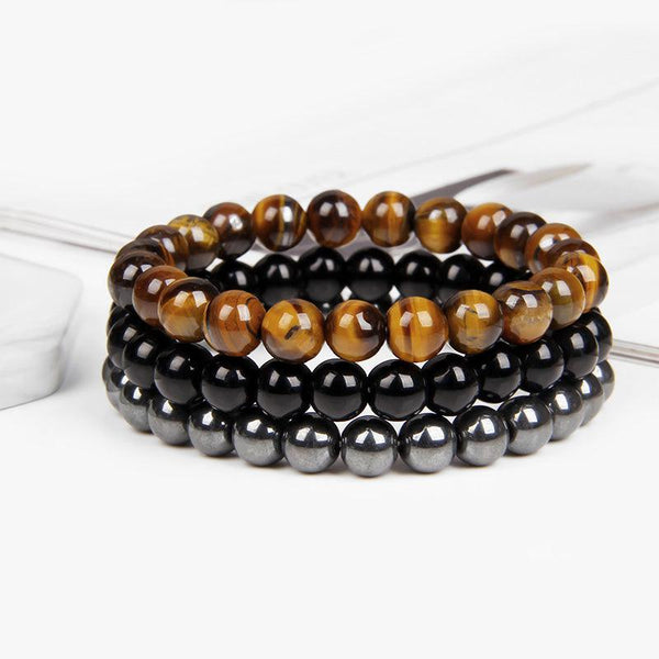 3 Pulseiras de Pedras Naturais Olho de Tigre - Purezen