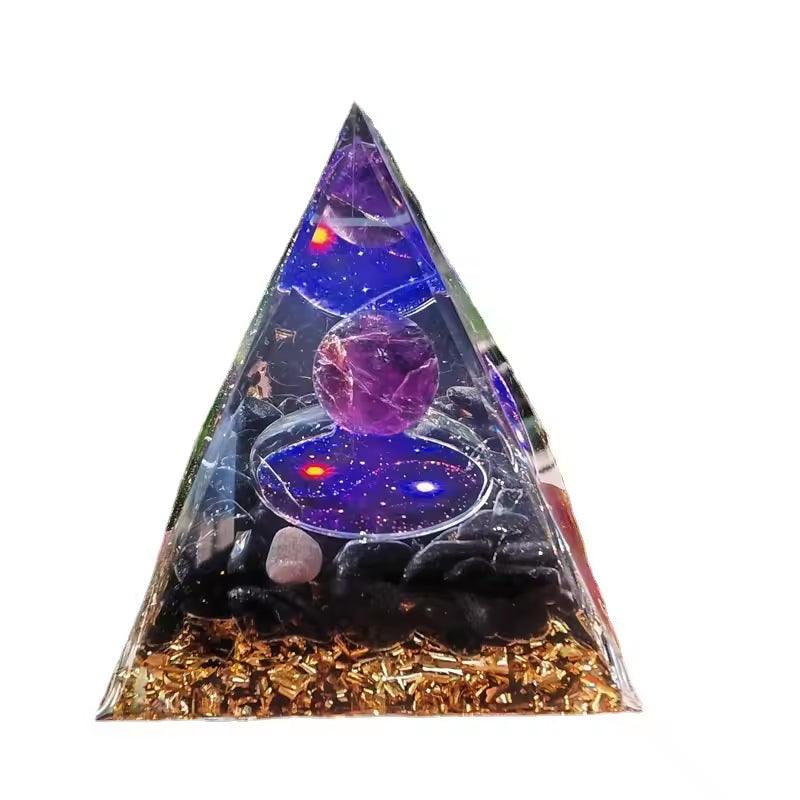 Pirâmide Orgonite Ametista e Obsidiana – Equilíbrio e Proteção - Purezen