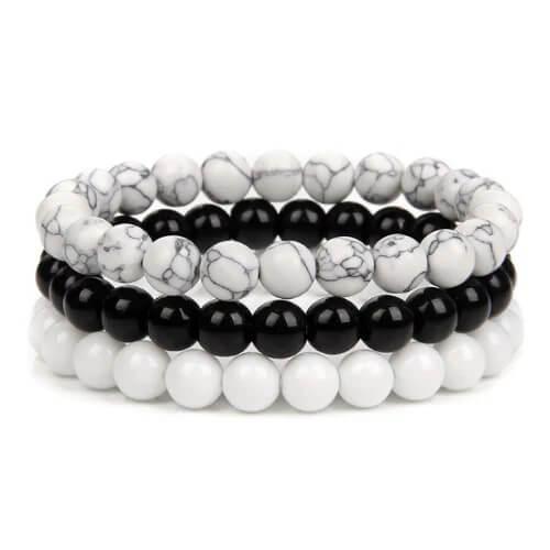 3 Pulseiras de Pedras Naturais Howlita - Purezen