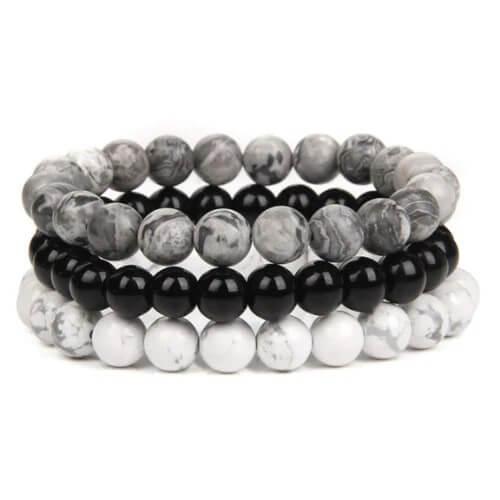 3 Pulseiras de Pedras Naturais Howlita - Purezen